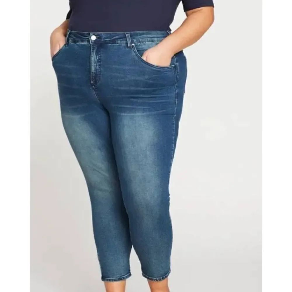 Universal Standard Seine High Rise Skinny Jeans 27 Inch in Distressed Blue sz 10